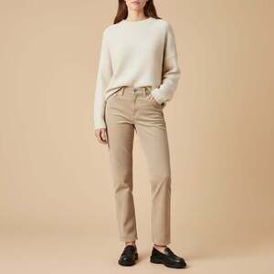 American Eagle Mom Straight Corduroy Pants Size 2 High Rise Stretch Khaki Tan